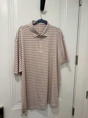 Rhoback Multi-Stripe Polo in Pastel Blue, Pink & Cream